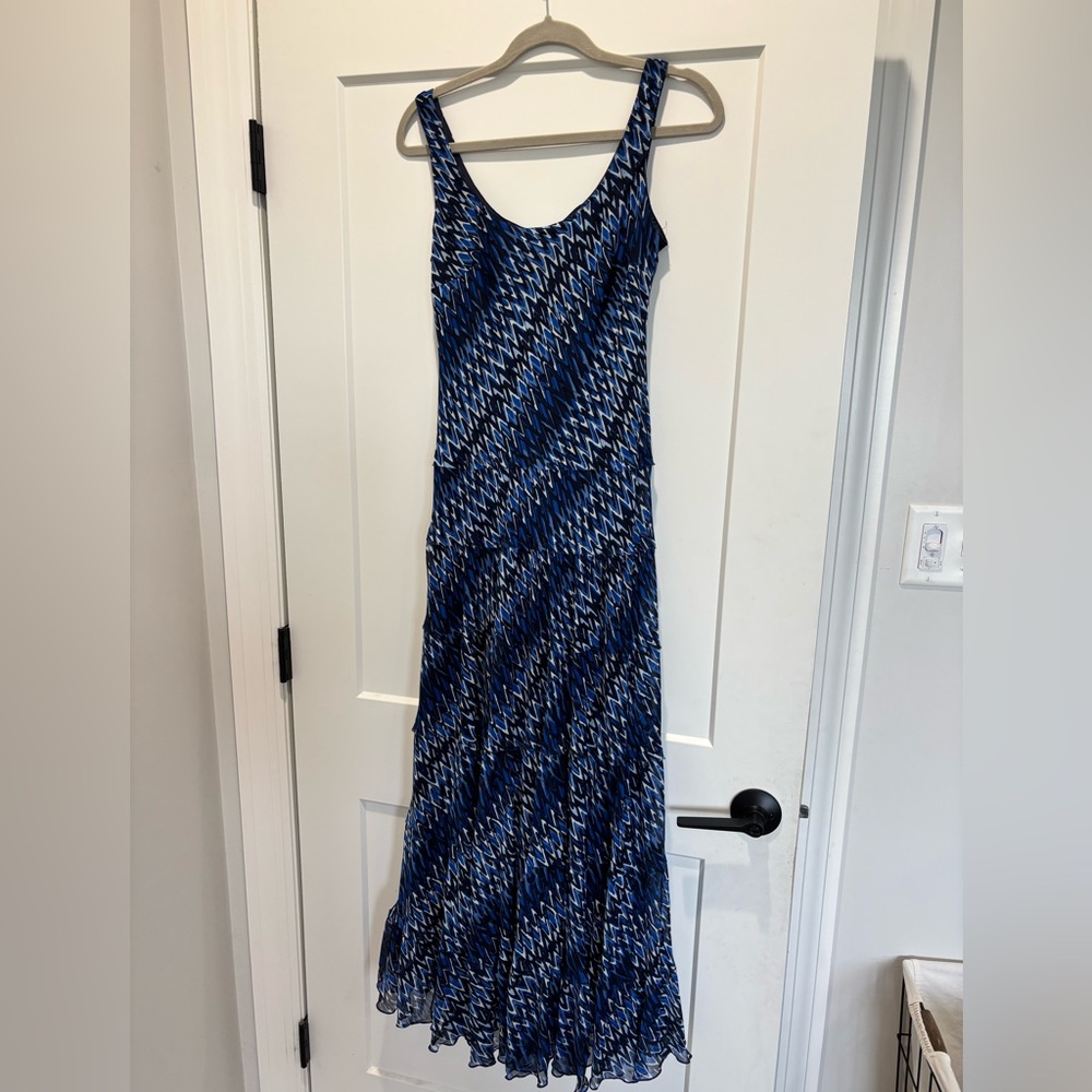 Kasper Women’s Blue White Black Dress Sleeveless Scoop Neck Size 8